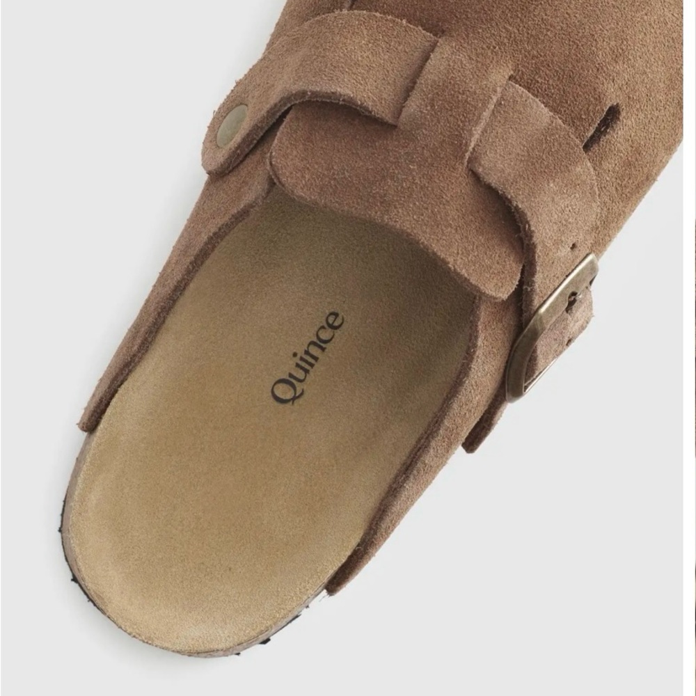 Quince Suede Buckle Clogs, Cafe color, Size 8, worn <10 times